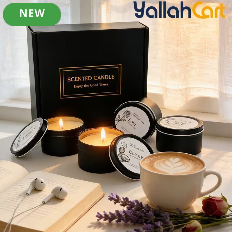 4-Piece Scented Candle Gift Set – Lavender, Rose, Strawberry & Coconut