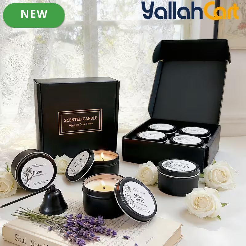 4-Piece Scented Candle Gift Set – Lavender, Rose, Strawberry & Coconut