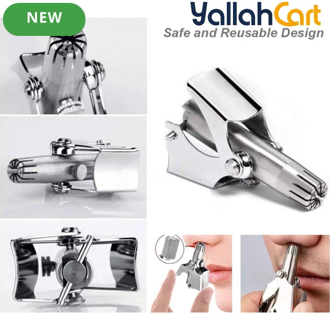 3-Piece Portable Manual Nose Hair Trimmer – Stainless Steel Color, Compact Size, Waterproof & Battery-Free