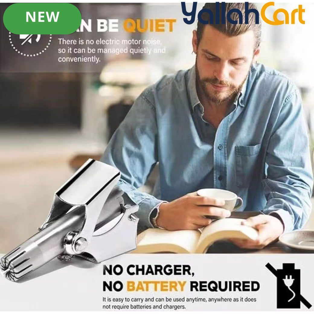 3-Piece Portable Manual Nose Hair Trimmer – Stainless Steel Color, Compact Size, Waterproof & Battery-Free