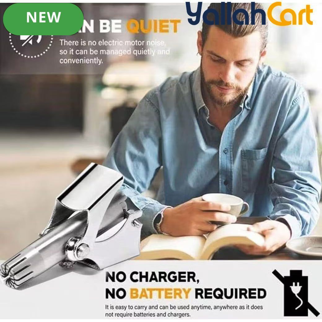3-Piece Portable Manual Nose Hair Trimmer – Stainless Steel Color, Compact Size, Waterproof & Battery-Free