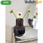 Luxury Tortoiseshell Glass Vase – Vintage Wabi-Sabi Cylinder Flower Holder with Tiger Design
