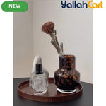 Luxury Tortoiseshell Glass Vase – Vintage Wabi-Sabi Cylinder Flower Holder with Tiger Design
