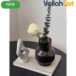 Luxury Tortoiseshell Glass Vase – Vintage Wabi-Sabi Cylinder Flower Holder with Tiger Design