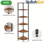 Yanara 6-Tier Corner Shelf with LED Lighting – 166cm Ladder-Style Storage Organizer