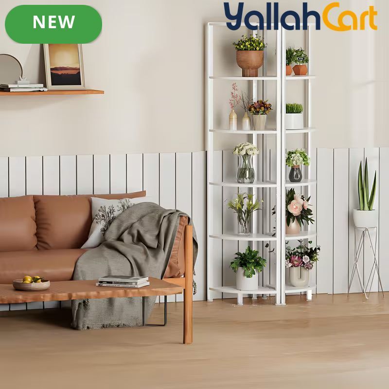 Yanara 6-Tier Corner Shelf with LED Lighting – 166cm Ladder-Style Storage Organizer