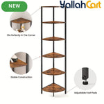 Yanara 6-Tier Corner Shelf with LED Lighting – 166cm Ladder-Style Storage Organizer