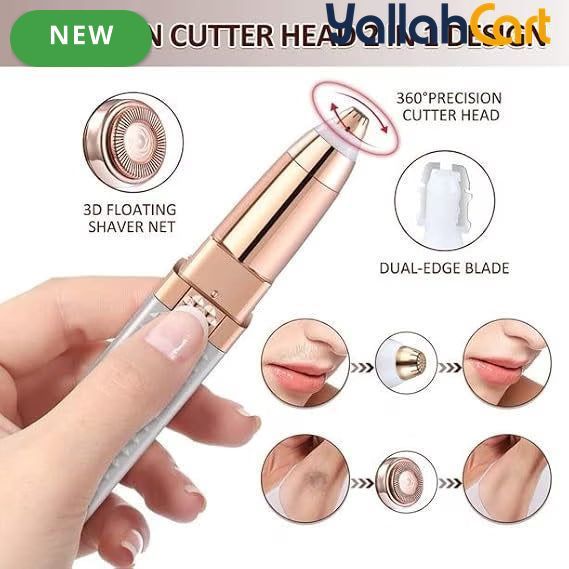 Lipstick-Style 4-in-1 Electric Eyebrow Trimmer – Portable Rechargeable Face Hair Remover for Women, Pink, Compact Size