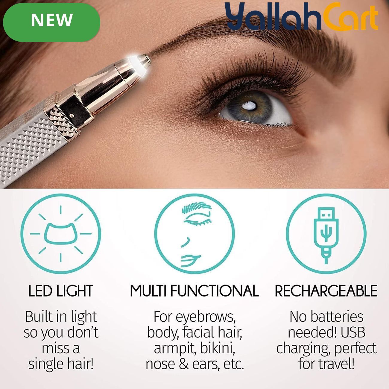 Lipstick-Style 4-in-1 Electric Eyebrow Trimmer – Portable Rechargeable Face Hair Remover for Women, Pink, Compact Size