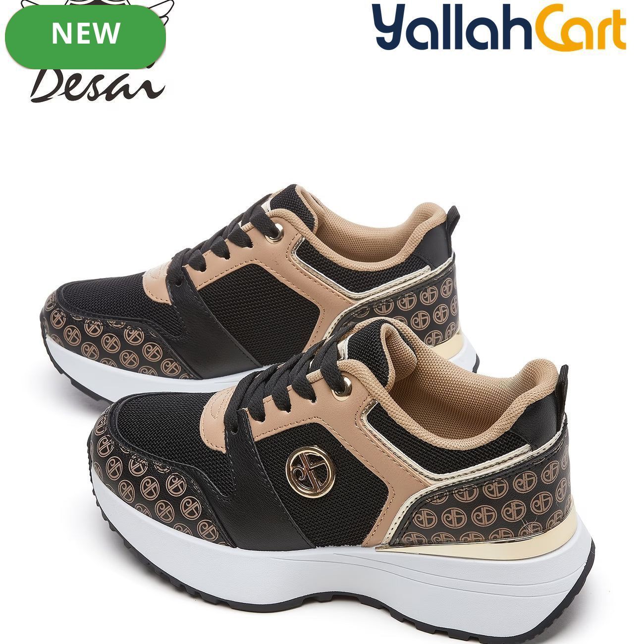Desai Women's Comfortable Everyday Sneakers – Lightweight Thick-Sole Casual Shoes-Black