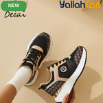 Desai Women's Comfortable Everyday Sneakers – Lightweight Thick-Sole Casual Shoes-Black