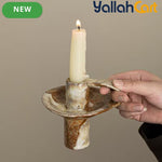 Handmade Ceramic Candle Holder – Rustic Kiln-Fired Painted Candelabra for Home & Events