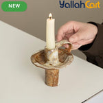 Handmade Ceramic Candle Holder – Rustic Kiln-Fired Painted Candelabra for Home & Events