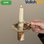 Handmade Ceramic Candle Holder – Rustic Kiln-Fired Painted Candelabra for Home & Events
