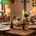 Handmade Ceramic Candle Holder – Rustic Kiln-Fired Painted Candelabra for Home & Events