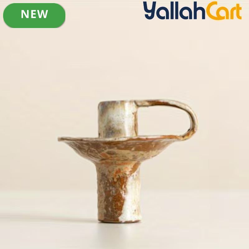 Handmade Ceramic Candle Holder – Rustic Kiln-Fired Painted Candelabra for Home & Events