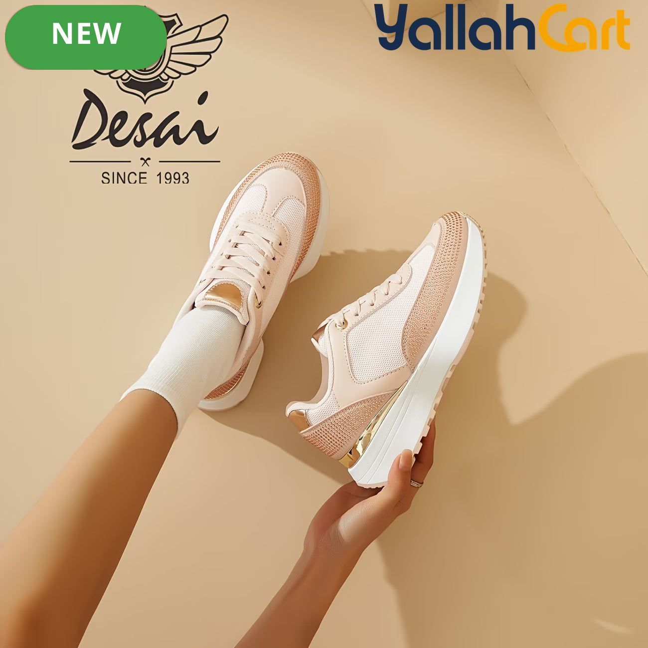 Desai Women's Airy Summer Athletic Sneakers – Lightweight Thick-Sole Casual Shoes