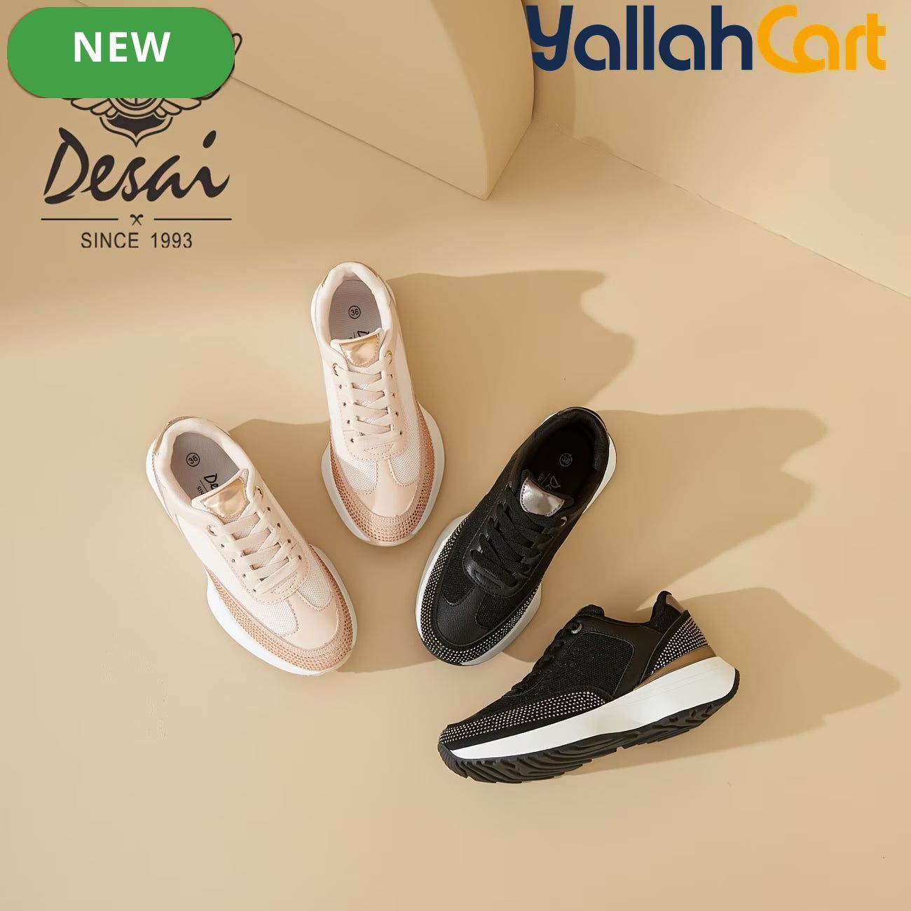 Desai Women's Airy Summer Athletic Sneakers – Lightweight Thick-Sole Casual Shoes