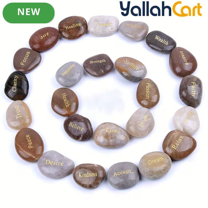 25-Piece Inspirational Engraved Stones – Encouragement Rocks for Gifts & Home Décor