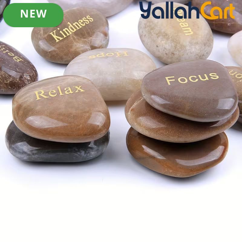 25-Piece Inspirational Engraved Stones – Encouragement Rocks for Gifts & Home Décor