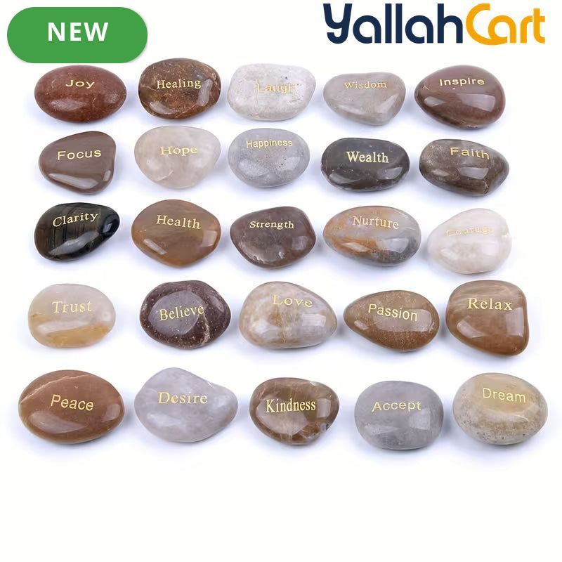 25-Piece Inspirational Engraved Stones – Encouragement Rocks for Gifts & Home Décor