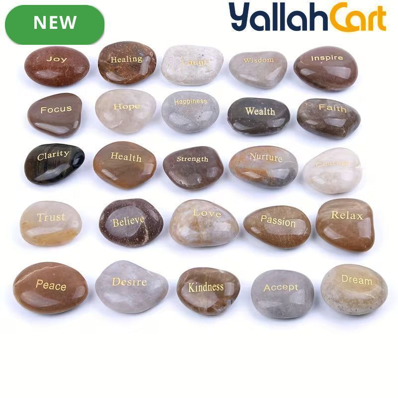 25-Piece Inspirational Engraved Stones – Encouragement Rocks for Gifts & Home Décor