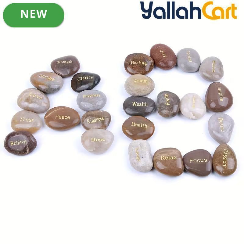 25-Piece Inspirational Engraved Stones – Encouragement Rocks for Gifts & Home Décor