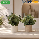 2-Piece Artificial Potted Plants – Mini Faux Greenery for Home & Office Desk Décor
