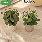 2-Piece Artificial Potted Plants – Mini Faux Greenery for Home & Office Desk Décor