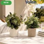 2-Piece Artificial Potted Plants – Mini Faux Greenery for Home & Office Desk Décor
