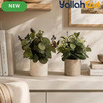 2-Piece Artificial Potted Plants – Mini Faux Greenery for Home & Office Desk Décor