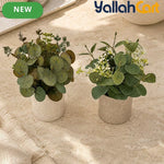 2-Piece Artificial Potted Plants – Mini Faux Greenery for Home & Office Desk Décor