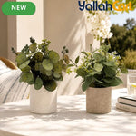 2-Piece Artificial Potted Plants – Mini Faux Greenery for Home & Office Desk Décor