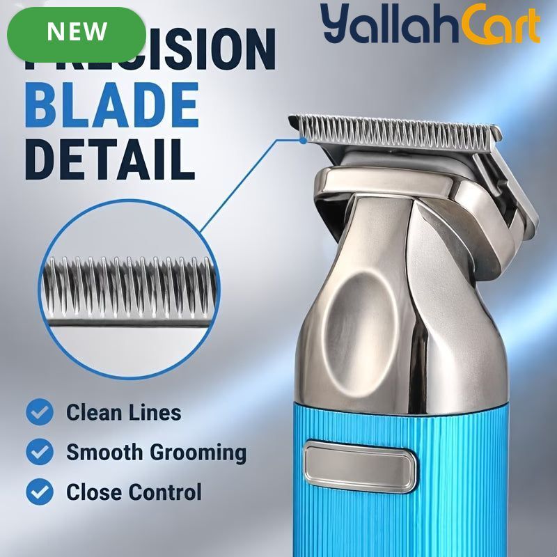 4-in-1 Complete Men’s Grooming Set – Premium Metal Handle Hair & Beard Trimmer Kit, Blue