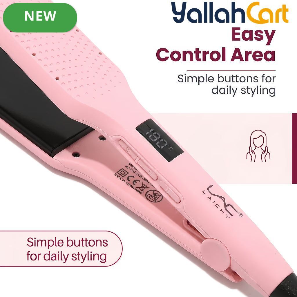 Professional Wide Plate Ceramic Hair Straightener – Pink
