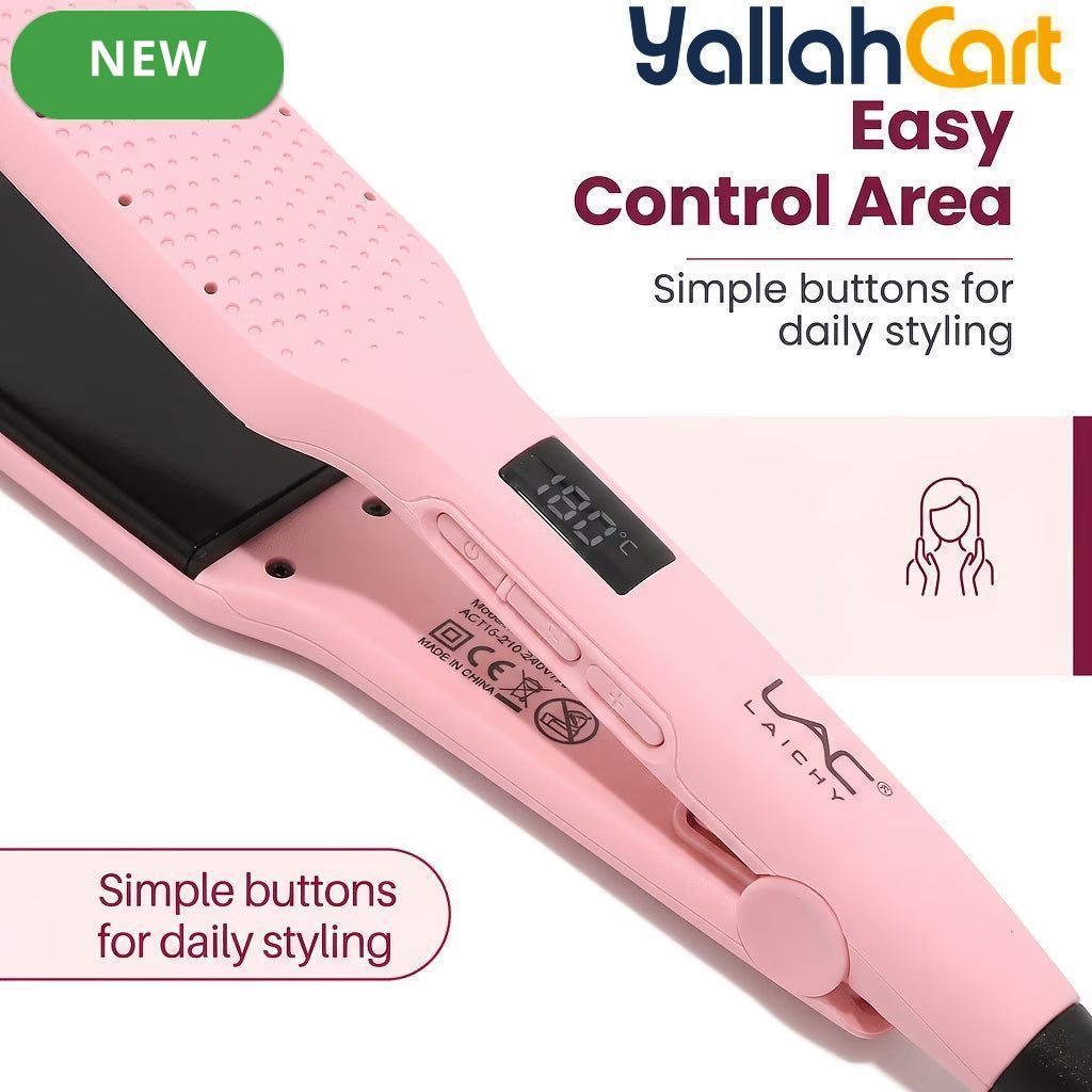 Professional Wide Plate Ceramic Hair Straightener – Pink