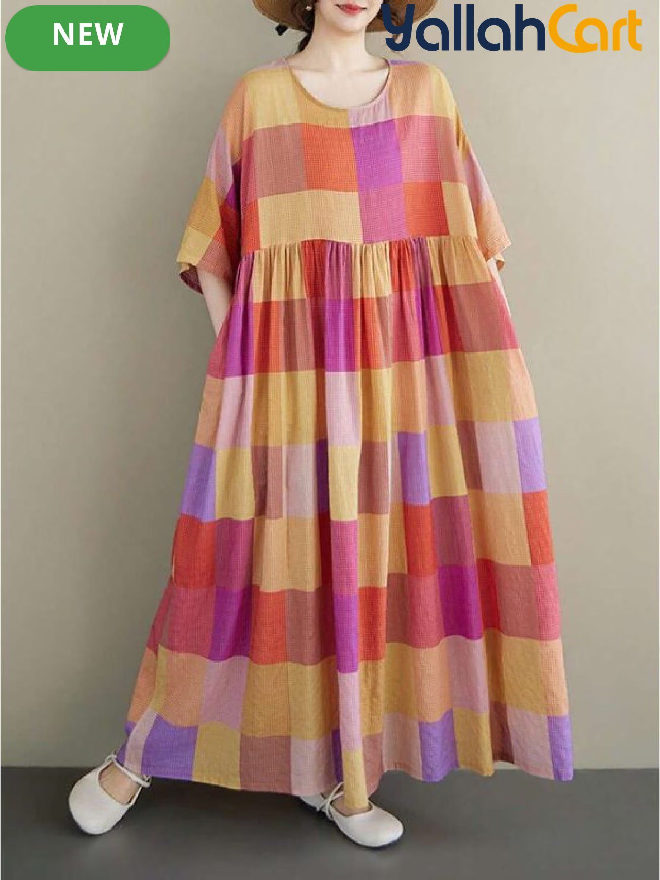 Women’s Bohemian Plaid Batwing Halloween Dress