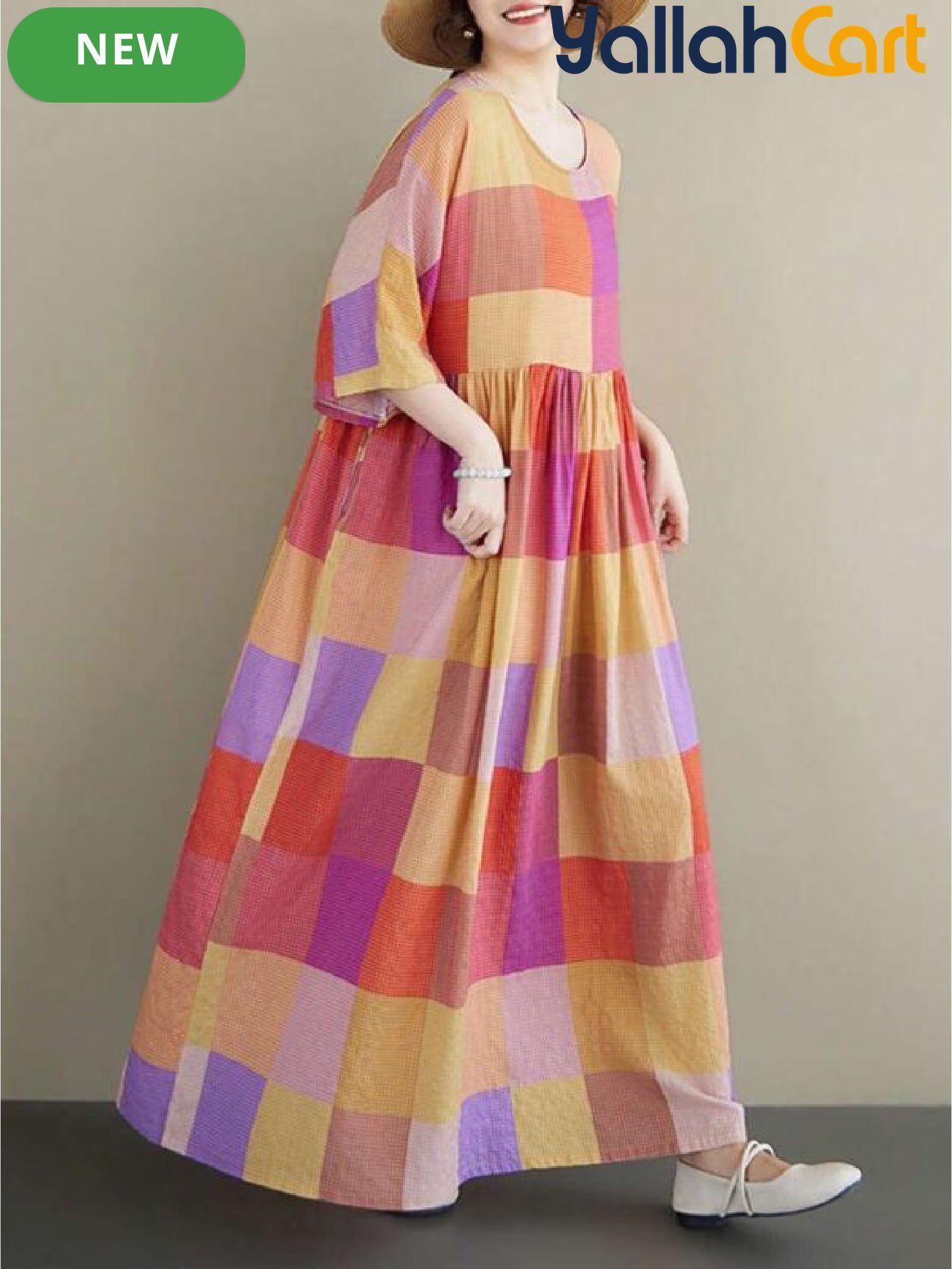 Women’s Bohemian Plaid Batwing Halloween Dress