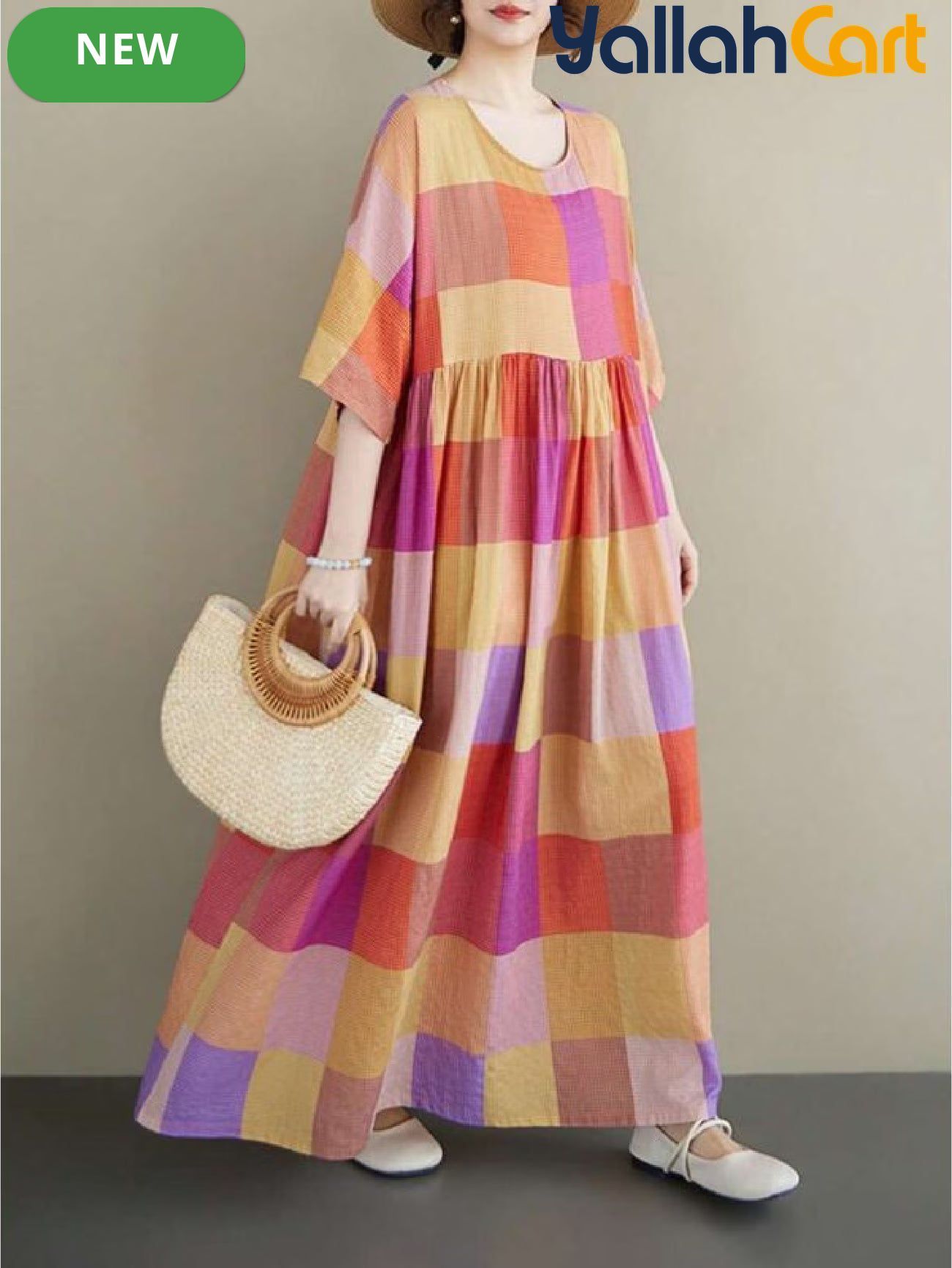 Women’s Bohemian Plaid Batwing Halloween Dress