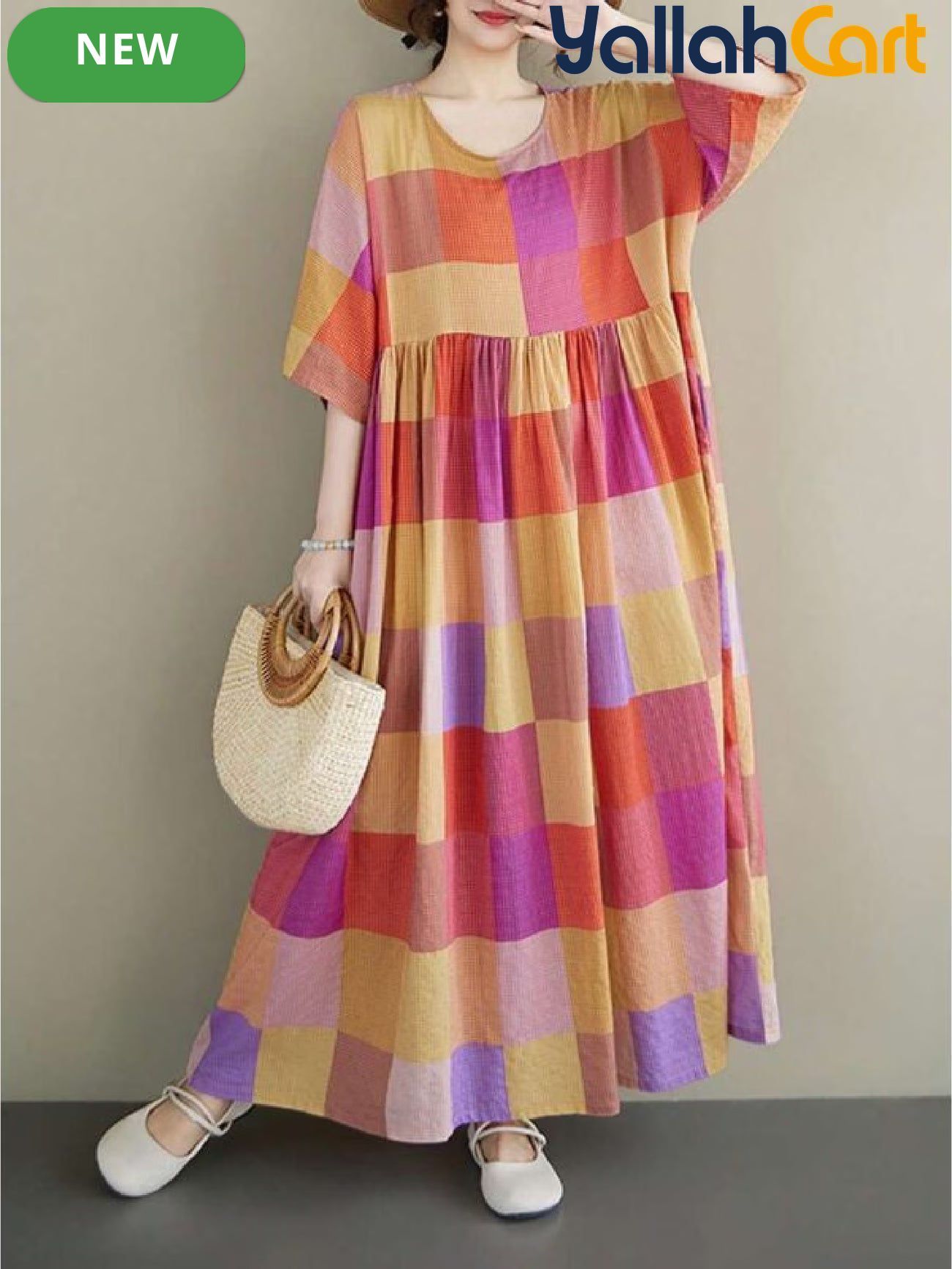 Women’s Bohemian Plaid Batwing Halloween Dress