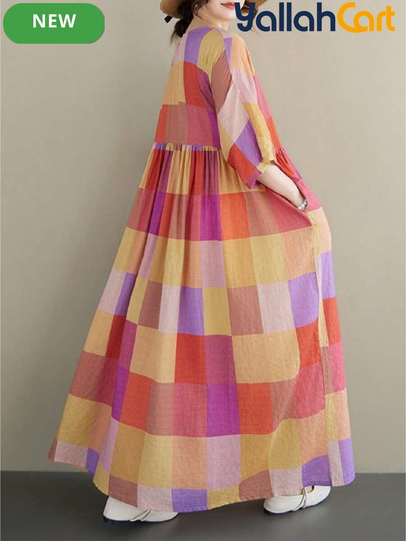Women’s Bohemian Plaid Batwing Halloween Dress