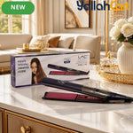 Professional Wide Plate Flat Iron with Keratin Coating – Adjustable High Temperature Hair Straightener, Black Pink