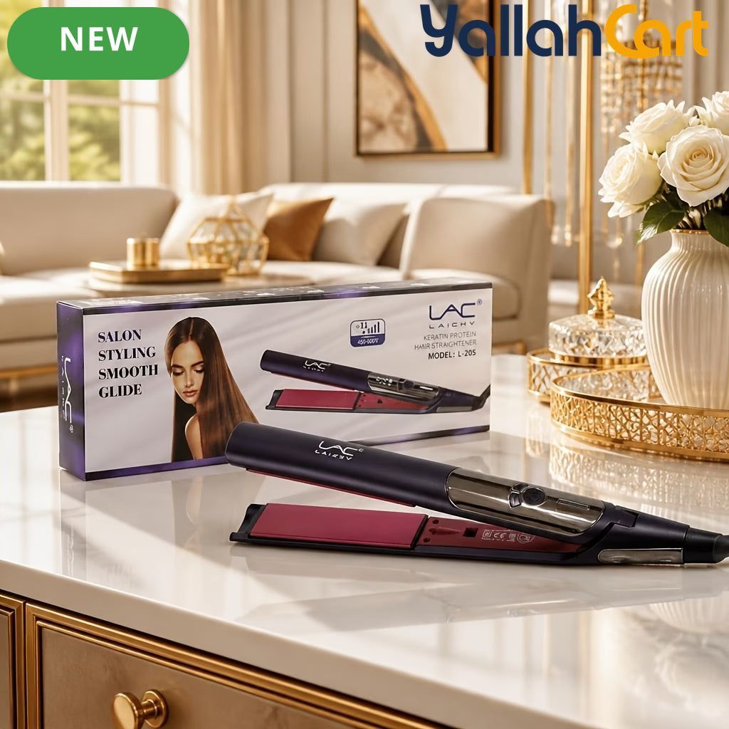 Professional Wide Plate Flat Iron with Keratin Coating – Adjustable High Temperature Hair Straightener, Black Pink