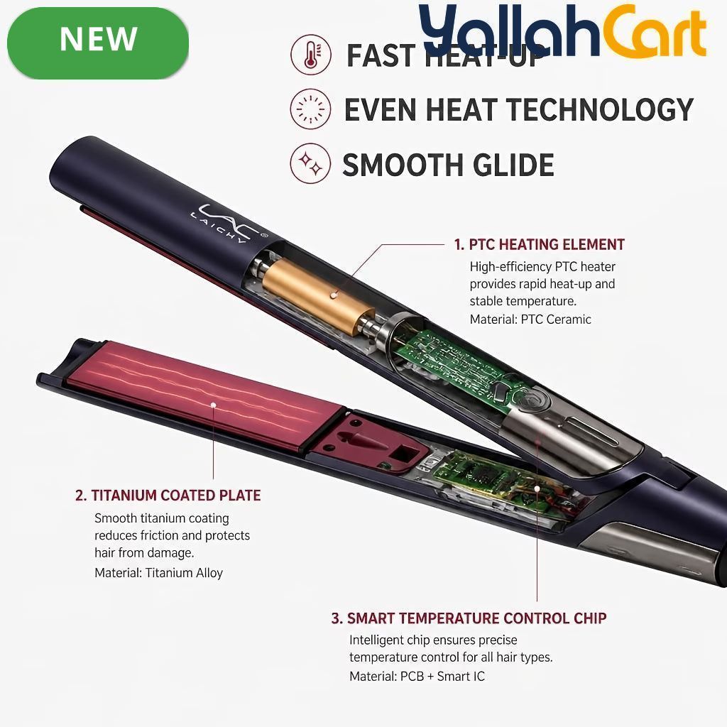 Professional Wide Plate Flat Iron with Keratin Coating – Adjustable High Temperature Hair Straightener, Black Pink