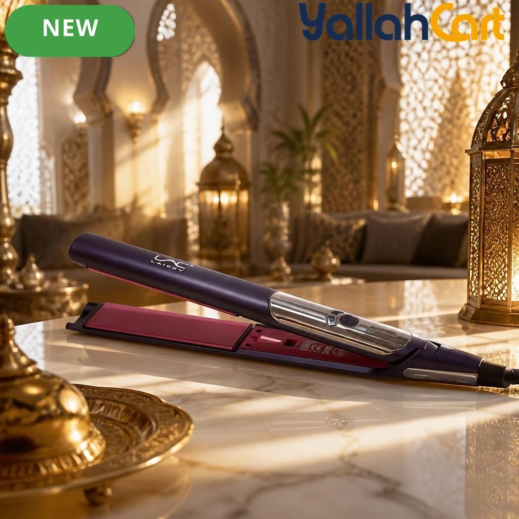 Professional Wide Plate Flat Iron with Keratin Coating – Adjustable High Temperature Hair Straightener, Black Pink