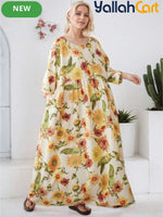Women’s Elegant Yellow Sunflower Bohemian Summer Dress – Casual Holiday Beach Dress