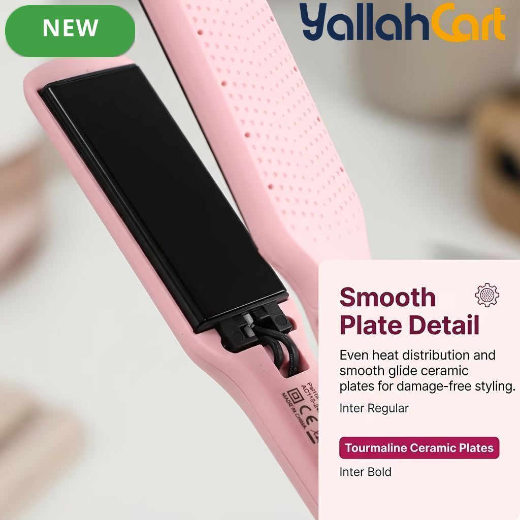 Professional Wide Plate Ceramic Hair Straightener – Pink