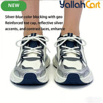 Desai Women's Chunky Platform Sneakers – Silver & White Metallic Lace-Up Casual Shoes