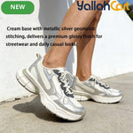 Desai Women's Chunky Platform Sneakers – Silver & White Metallic Lace-Up Casual Shoes