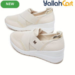 Desai Women's Slip-On Knit Sneakers – Lightweight Breathable Walking Shoes
